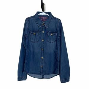 Blank NYC Kids Denim Snap Front Shirt Blue Small